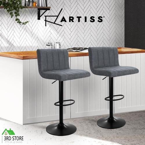 Artiss 2x Kitchen Bar Stools Swivel Vintage Bar Stool Leather Gas Lift Chairs