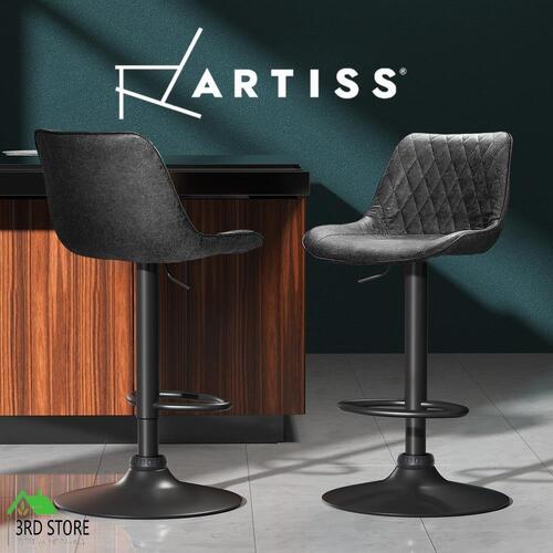 Artiss Set of 2 Bar Stools Kitchen Stool Chairs Metal Barstool Dining Chair Black Rushal