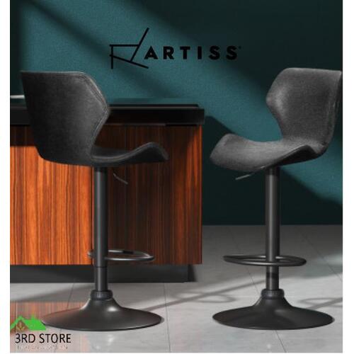 Artiss Set of 2 Bar Stools Kitchen Stool Chairs Metal Barstool Swivel Black Frawley