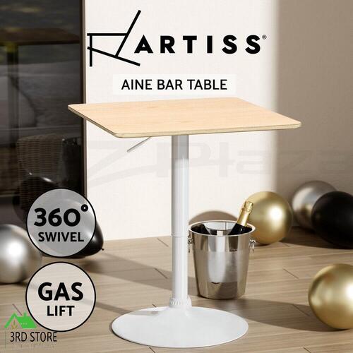Artiss Bar Table Swivel Base Gas Lift Counter Dining Table 60CM Square Pine