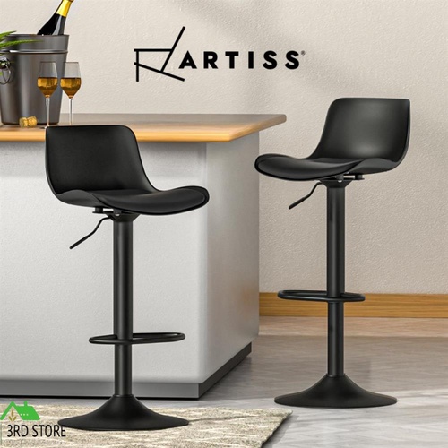 Artiss Bar Stools Kitchen Swivel Gas Lift Stool Leather Dining Chairs Black x2