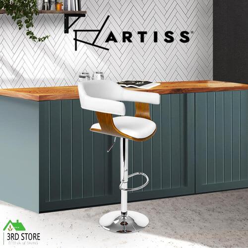 Artiss Wooden Bar Stools SELINA Kitchen Swivel Bar Stool Chairs Leather White