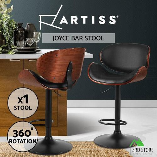 RETURNs Artiss Kitchen Bar Stools Swivel Gas Lift Wooden Stool Metal Black Barstools