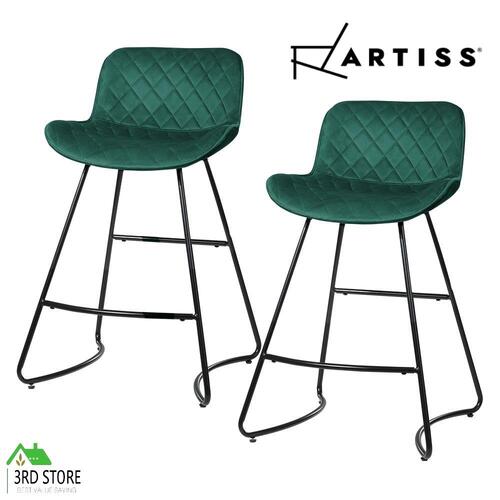 Artiss Bar Stools Kitchen Stool Chairs Chair Velvet Barstool Barstools Green