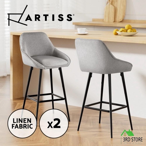Artiss 2x Bar Stools Upholstered Stool Counter Seat Kitchen Dining Chairs