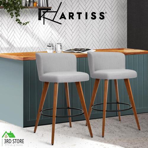 Artiss 2x Wooden Bar Stools Modern Bar Stool Kitchen Dining Chairs Cafe Grey