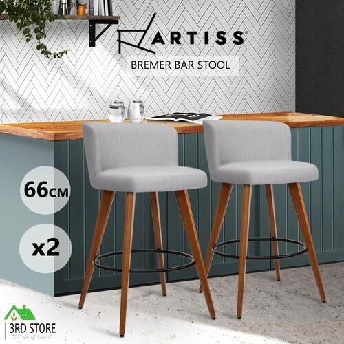 Artiss 2x Wooden Bar Stools Modern Bar Stool Kitchen Dining Chairs Cafe Grey