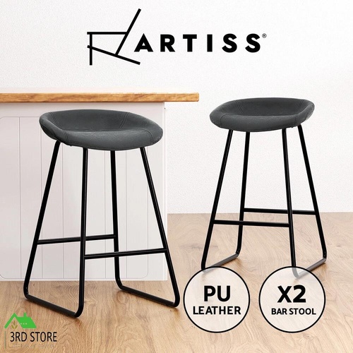 Artiss 2x Bar Stools Kitchen Dining Chairs Counter Stool PU Leather Metal