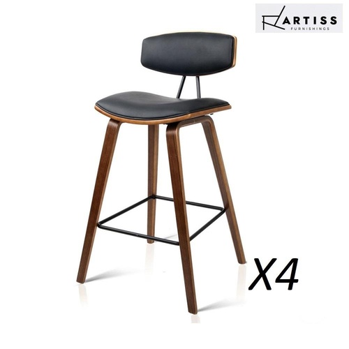 Artiss 4x Wooden Bar Stools Kitchen Bar Stool Dining Chair Cafe Wood Black 8782
