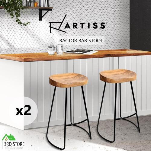 Artiss 2 x Vintage Tractor Bar Stools Retro Bar Stool Industrial Chairs 65cm