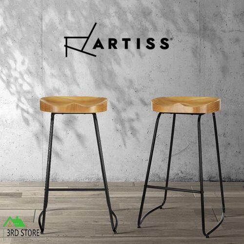 Artiss Tractor Bar Stools Kitchen Bar Stool Wooden Vintage Retro Chair Nature x2