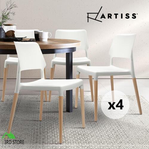 Artiss 4x Belloch Replica Dining Chairs Stackable Designer Wooden Bar Kitchen