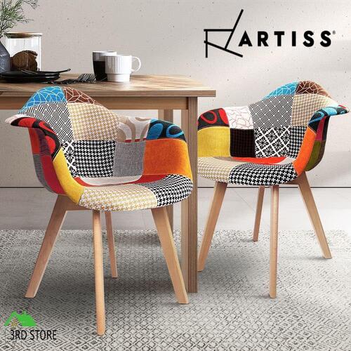 Artiss Dining Chairs Retro Replica DAW Fabric Chair Dining Chairs Cafe x2
