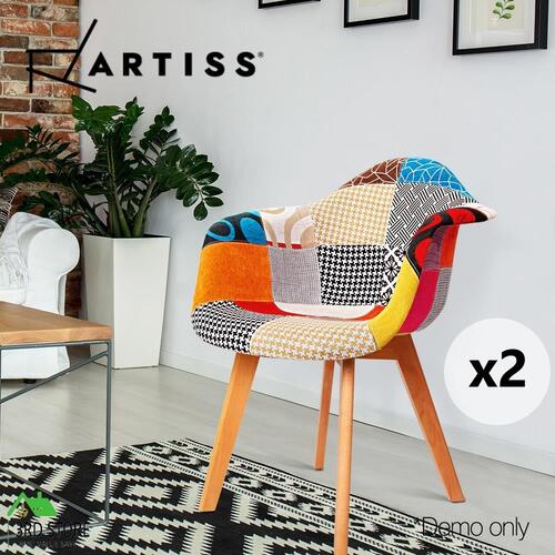 Artiss Dining Chairs Retro Replica DAW Fabric Chair Dining Chairs Cafe x2