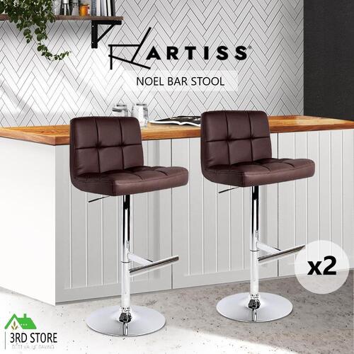 Artiss 2x Bar Stools Kitchen Bar Stool PU PVC Leather Chair Gas Lift Chocolate