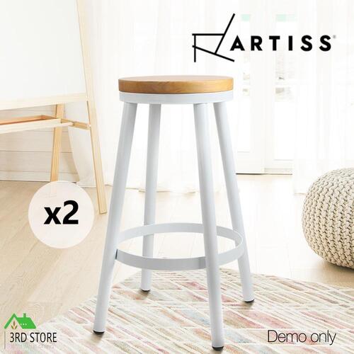 Artiss 2x DANNY Industrial Bar Stools Stackable Bar Stool Dining Chairs Wooden