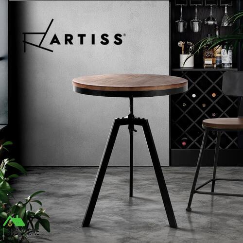 Artiss Vintage Bar Table Dining FERRUM Retro Industrial Metal Wooden Café Coffee