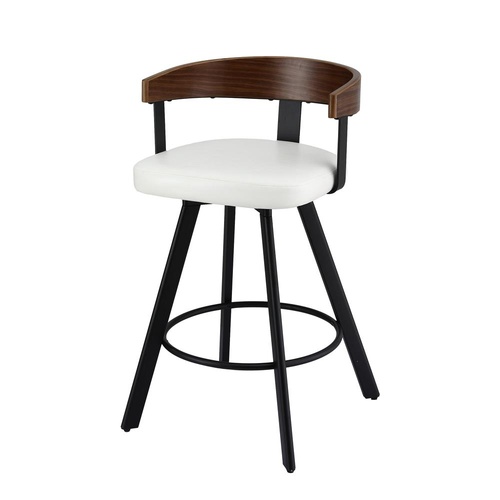 Artiss Bar Stool Swivel Metal Legs Kitchen Chair Bentwood Counter Leather White