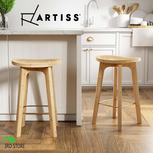 Artiss 2x Bar Stools Bamboo Rattan Stool Counter Chair Kitchen Barstools