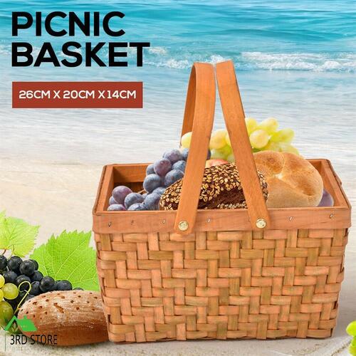 Picnic Basket Deluxe Willow Baskets Outdoor Gift Storage Person Carry Foldable