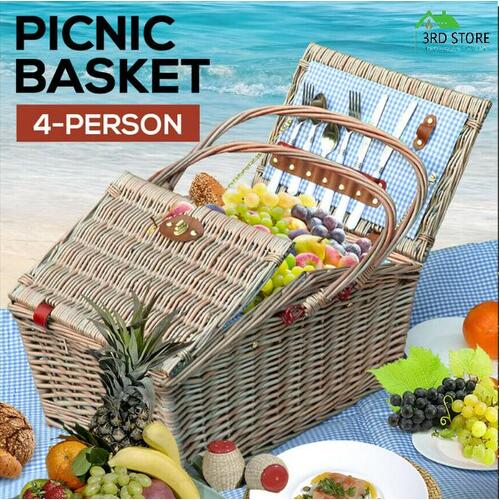 Deluxe 4 Person Picnic Basket Set with Accessories
