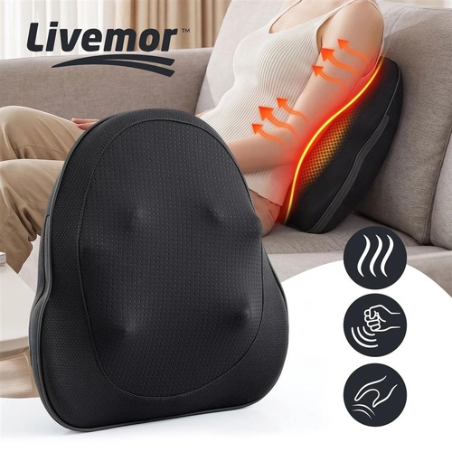 Livemor Back Massager Electric Neck Shoulder Massage Pillow Heat Cordless Relief