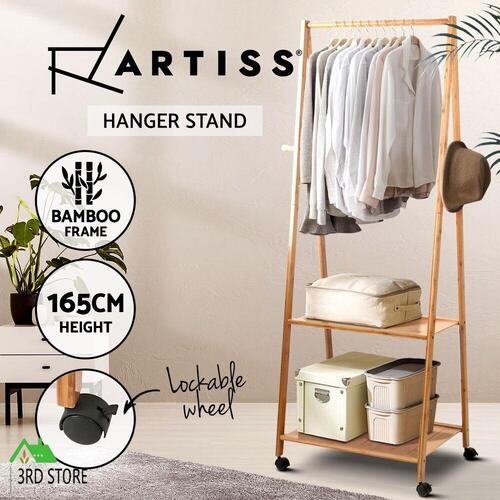 Artiss Bamboo Hanger Stand Wooden Clothes Rack Display Shelf