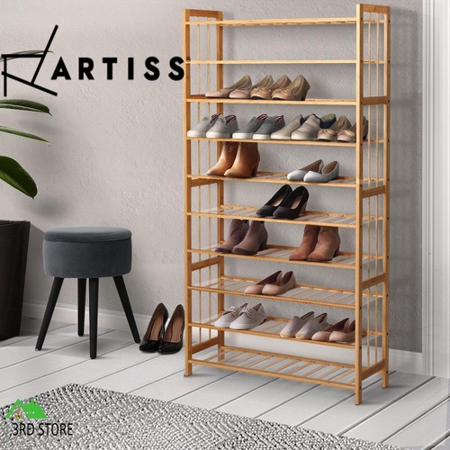 Artiss 10-Tier Bamboo Shoe Rack Wooden Shelf Stand Storage Organizer