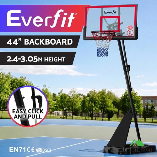 Everfit Portable Basketball Hoop Stand System Height Adjustable Net Ring Red