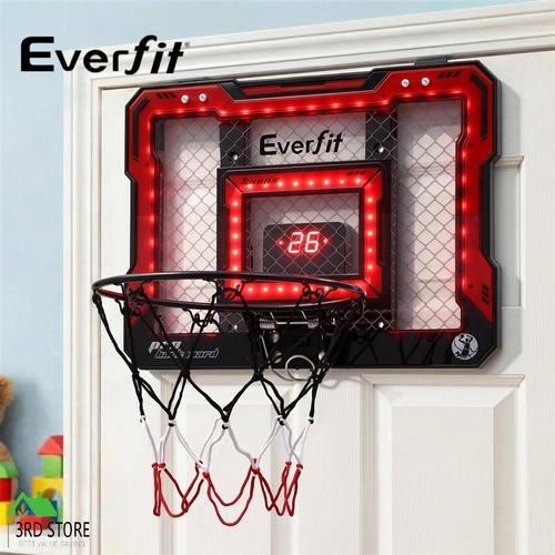 Everfit Mini Basketball Hoop Over Door Indoor LED Scoreboard Kids Set 40x30cm