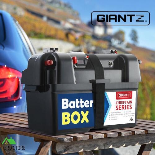 Giantz Battery Box 12V Large Portable Deep Cycle AGM Caravan Camping USB