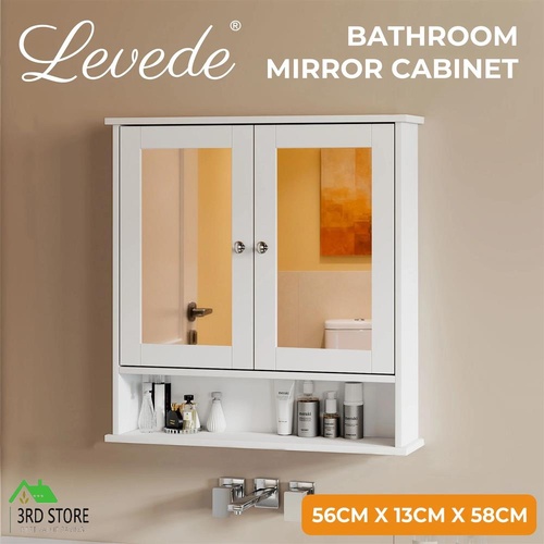 Levede Bathroom Mirror Cabinet Storage Toilet Cupboard Wall Mounted Shelves