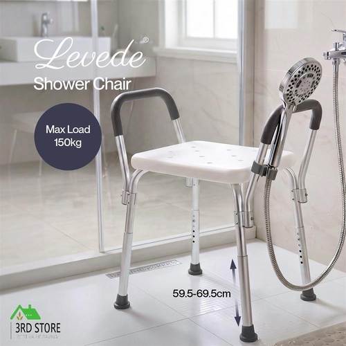 Levede Adjustable Shower Chair Bath Seat with Arms Portable Non Slip Bathroom