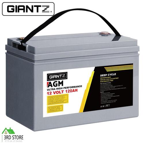 Giantz AGM Deep Cycle Battery 12V 120Ah Marine Sealed Power Portable Box Sola