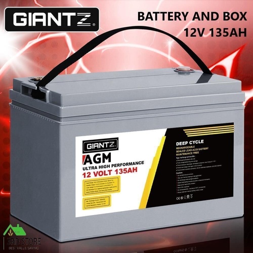Giantz 135Ah 12V Deep Cycle Battery  AGM Marine Sealed Power Solar