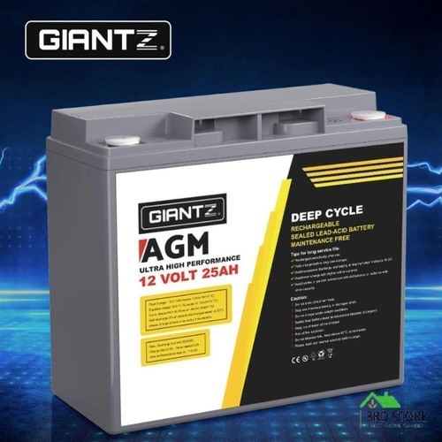 Giantz 12V 25Ah AGM Deep Cycle Battery Marine Sealed Power Solar 4WD Camping