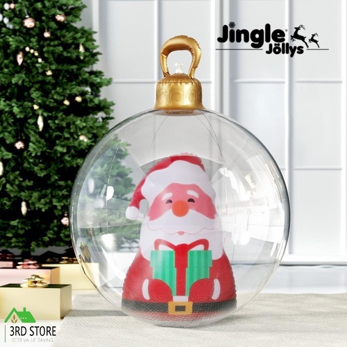 Jingle Jollys Christmas Inflatable Ball 60cm Santa Decoration Giant Bauble Clear