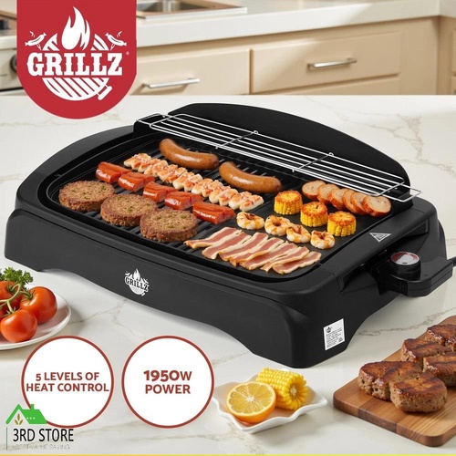 Grillz 1950W Electric BBQ Grill Non-stick Plate for Indoor Outdoor