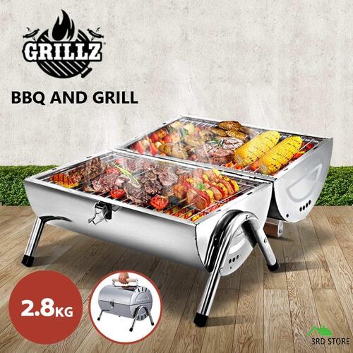 Grillz Charcoal BBQ Grill Smoker Outdoor Kitchen Portable Camping Foldable