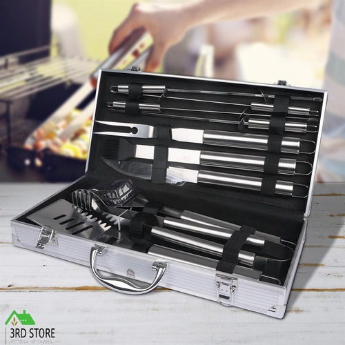 Moyasu 10Pcs BBQ Tool Set Stainless Steel Outdoor Barbecue Aluminium Grill Cook