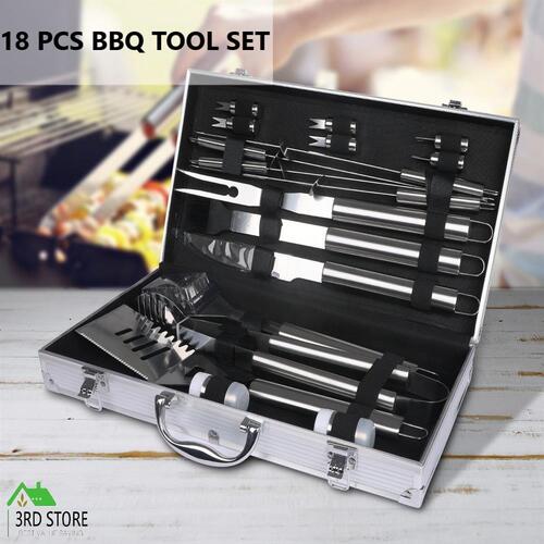 Moyasu 18Pcs BBQ Tool Set Stainless Steel Outdoor Barbecue accessory Grill Cook