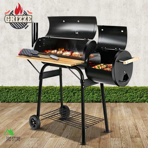 Grillz BBQ Smoker Charcoal Grill Roaster Portable Outdoor Camping Barbecue 2in1