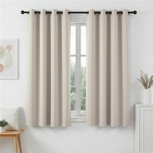 Artiss Blockout Curtains 2X 132x160cm Thermal Insulated Eyelet Drapes Beige