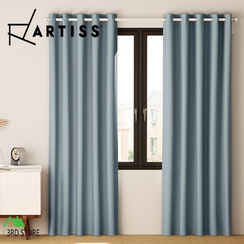 Artiss 2X Blockout Curtains Blackout Window Curtain Eyelet 300x230cm Grey