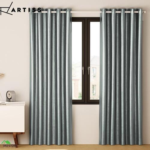Artiss 2X Blockout Curtains Blackout Window Curtain Eyelet 240x230cm Grey