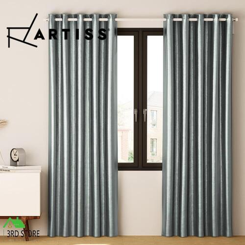 Artiss 2X Blockout Curtains Blackout Window Curtain Eyelet 240x230cm Grey