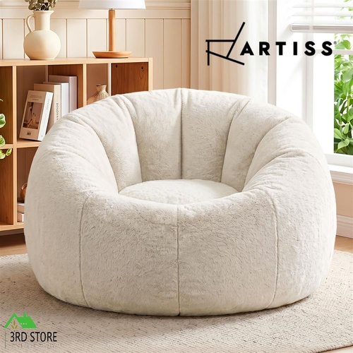 Artiss Bean Bag Chair Cover (No Filler) Soft Faux Fur Beanbag Cover Large Round