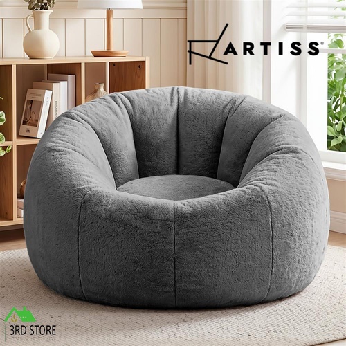 Artiss Bean Bag Chair Cover (No Filler) Soft Faux Fur Beanbag Cover Large Round