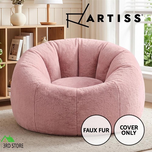 Artiss Bean Bag Chair Cover (No Filler) Soft Faux Fur Beanbag Cover Large Round Stuffed Animal Storage Bean Bag Cover Washable Lazy Sofa Cover for Adu