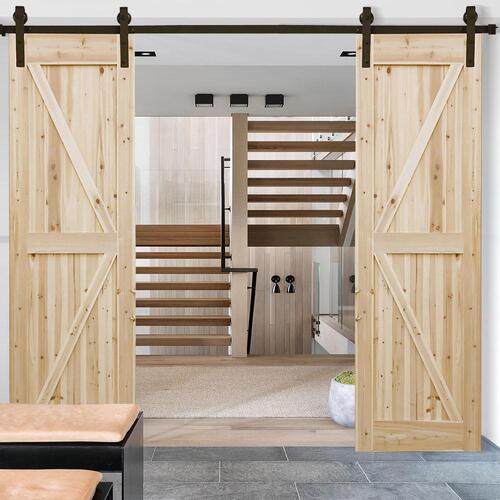 Levede Sliding Barn Door Hardware Track Set 3.66M Antique Roller Kit